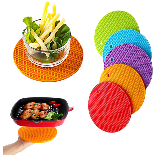5pcs Silicone Trivet Mat, Hot Pads Non-slip Silicone Insulation Mat For Home Use (5 Colors 5*5inch)