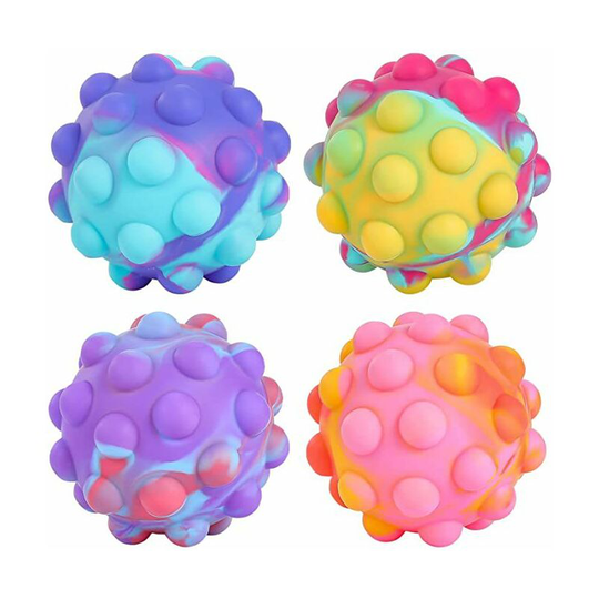 4 pcs Pop Fidget Ball Popper Sound Toys, 3D Anti-Pressure Squeeze Pop Ball It Fidget Toy bpa Free Food Grade Silicone Sensory Toys Stress Balls for