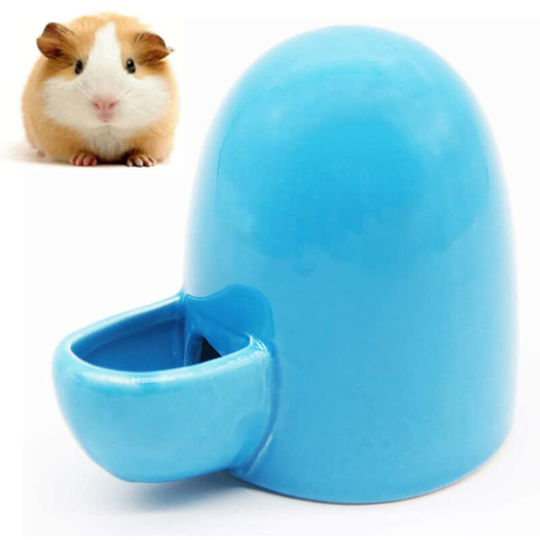 Small Animal Water Bottle, Automatic Drinking Water Feeder, Ceramic Silent Pet Water Dispenser for Hamster, Fixed Rat Food Bowl for Hedgehog, blue