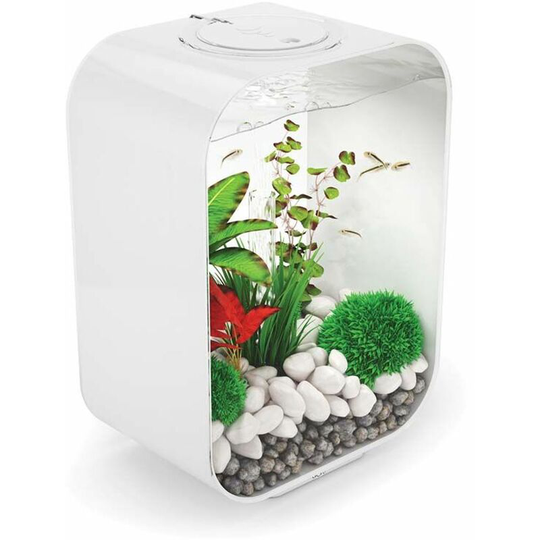 Biorb - life 15L White Aquarium Fish Tank with Multi Colour led Lighting and Heater Pack