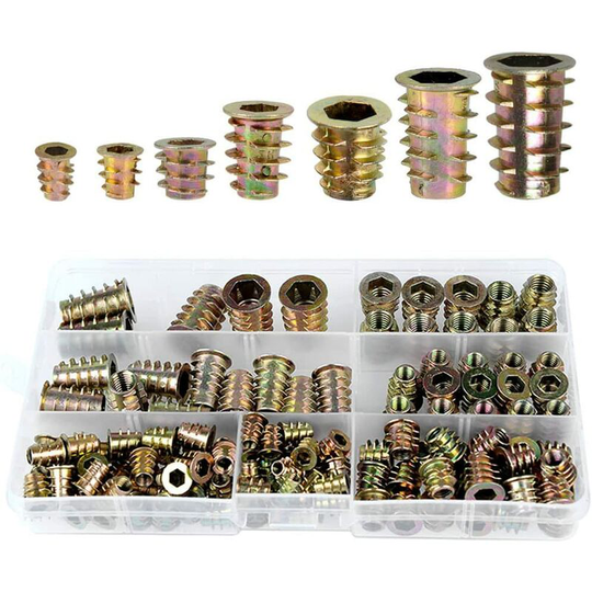Zinc Alloy Hex Nuts, 130pcs Hex Socket Nut Inserts, Insert Threaded Nut, M4/5/6/8/10, for Woodworking Carpentry Thsinde