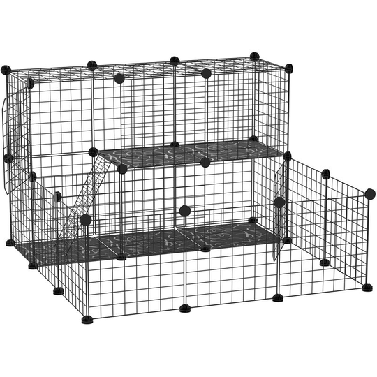 Pet Playpen diy Small Animal Cage for Rabbit Ferret Chinchilla - Black - Black - Pawhut