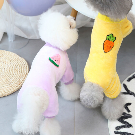 2 pieces of Teddy small dog pet clothing pet fruit four -legged coral velvet dog clothes 25*37cm
