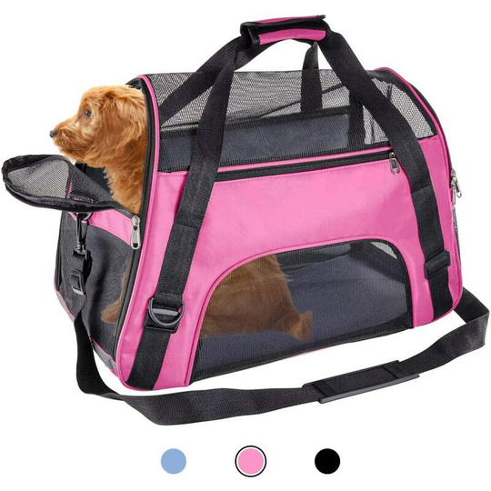 Soft Side Pet Carrier Travel Bag for Cats Rabbits and The Others Small Animals, Portable, Collapsible, Comes Shoulder Strap, Safety Buckle Zippers,
