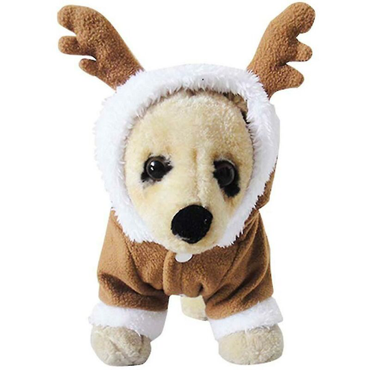 Pet Puppy Christmas Clothes Reindeer Costume Outerwear Coat Apparel-L