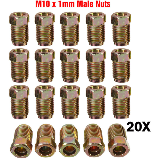 20Pcs/Set 3/16'' Copper Brake Line Pipe Fittings Metric Male End Union Nuts M10 x 1mm