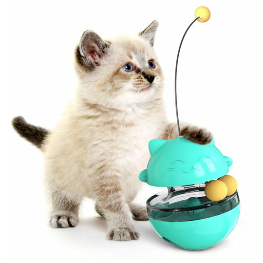 4 in 1 Cat Toy, Interactive Cat Toys | with Cat Stick, Cat Croquette Toy | Easy to Clean Cat Ball Toy | with Double Ball, Tumbler Cat Toy | Can