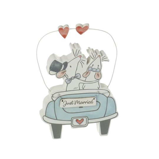 Wisser Just Married Mouse in Car Figurine