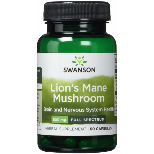 Swanson Full Spectrum Lions Mane Mushroom Capsules, 500 mg, Pack of 60