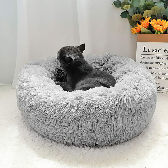 Dog Bed Cat Small Large - Round Calming Donut Pet Beds for Puppys and Kittens, Soft Fluffy Warm and Cozy to Improved Sleep, Machine Washable(20in)