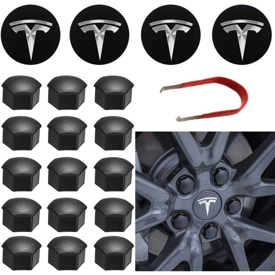 For Tesla Wheel Cap Kit Center Hub Cap Set Wheel Nut Cover Center Modification Hub Cover for Model y Mode 3 Mode s Mode x