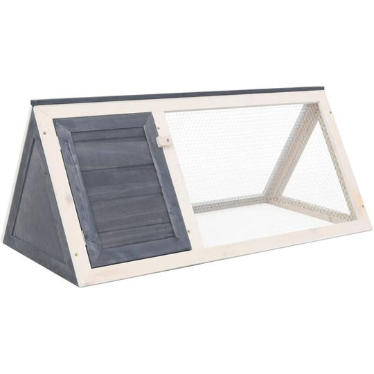 Animal Rabbit Cage Grey Wood - Grey