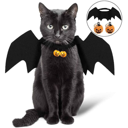 Bald Costume, Cat Costume, Bald Wings Costume, Halloween Cat Costume Bat Clothes for Dogs and Cats for Parties(S)