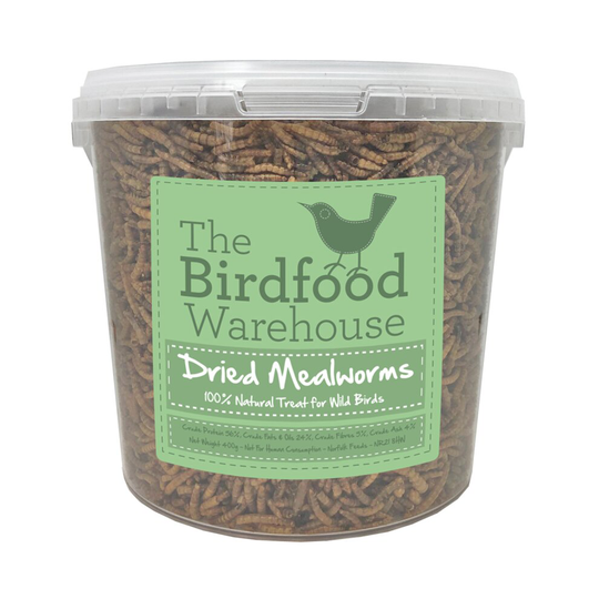(2.5ltr Bucket) Norfolk Feeds Dried Mealworms - Premium Quality Wild Bird Food - Treat Tub, Worm