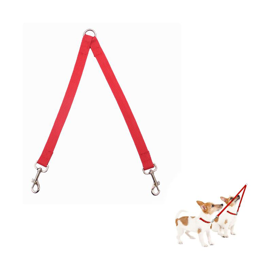 Double Pet Trainer Leash No Tangle Double Dog Double Splitter Leash Walking Trainer Leash for Two Dogs (Red)