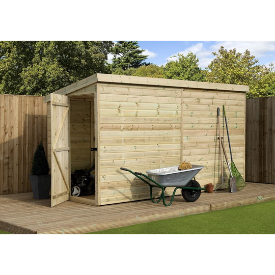 Bozova 4 Ft. W x 14 Ft. D Shiplap Pent Wooden Shed