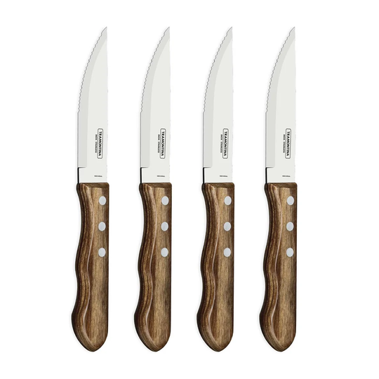 Tramontina Dishwasher-safe Wooden Handle 4 Pcs. Jumbo Steak Knife Set