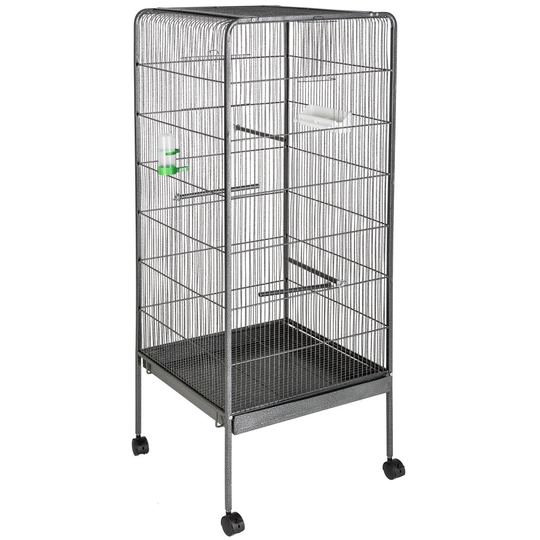 tectake Bird cage 146 cm high - bird aviary, parrot cage, budgie cage - anthracite