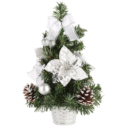 Mini Tabletop Christmas Tree Home Christmas Small Desktop Decoration Party Ornament Family Christmas Gift,Silver,40cm - Silver,40cm
