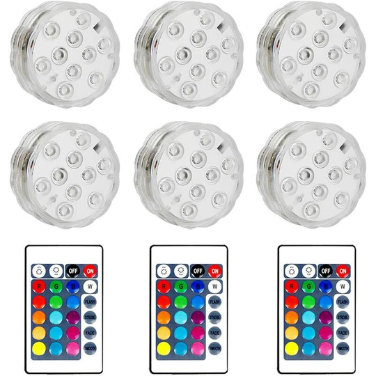 Soekavia - Set of 6 submersible led lights with remote control for pond - rgb led color change - Waterproof - Color change - aaa batteries