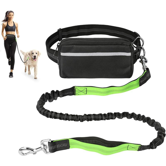Perle Rare - Dog Leashes for Running Hands Free Dog Leash Kits Dog Running Leash Leash Anti Leash Bag Leash Handle Reflective Stitching (Green)