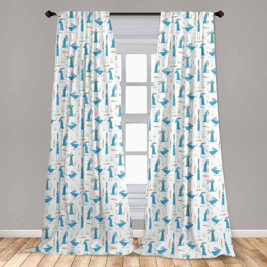 Brixtyn Bunny with Carrot Funny Cheerful Rodent Slot Top Room Darkening Curtains
