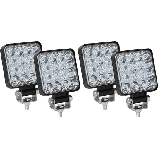 4PCS LED Work Light 3 Inch 48W LED Projector Car LED Fog Lights Long Range for SUV UTV ATV Offroad Truck Tractor Square