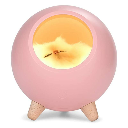 Litzee - Children Night Light Cat Lamp, led Cat Night Light, usb Rechargeable Lighting Cat House, Touch Ambient Light for Decorate Living Room (pink)