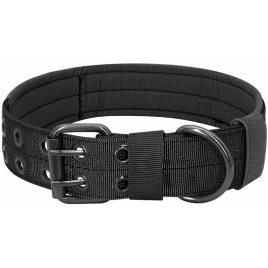 Classic Collars Military Tactical Dog Collar Adjustable Nylon Metal D-ring Buckle for Dog Training - Classic Solid Color Collection (Black l)