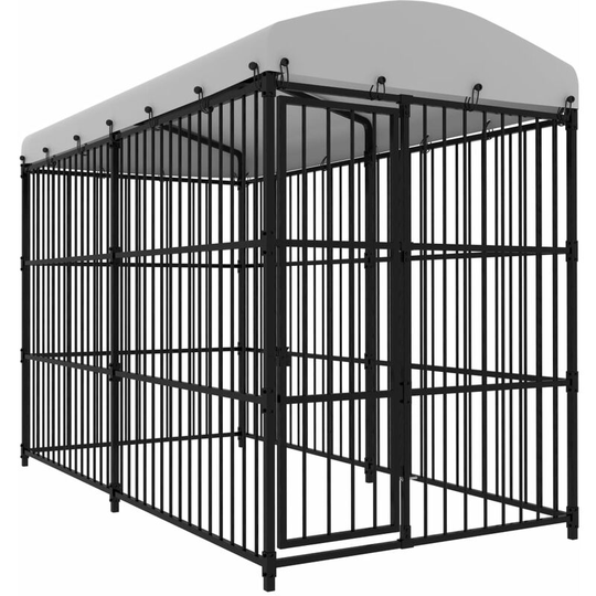 Outdoor Dog Kennel with Roof 300x150x210 cm Vidaxl Black