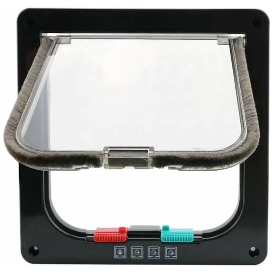 Magnetic pet door with swinging door and 4-way lock for cats, kittens and puppies (s, noir, 19.7 * 19 * 2cm)