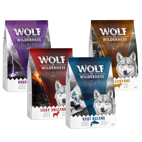 Wolf of Wilderness "Elements" Mixed Trial Pack - 4 x 1kg
