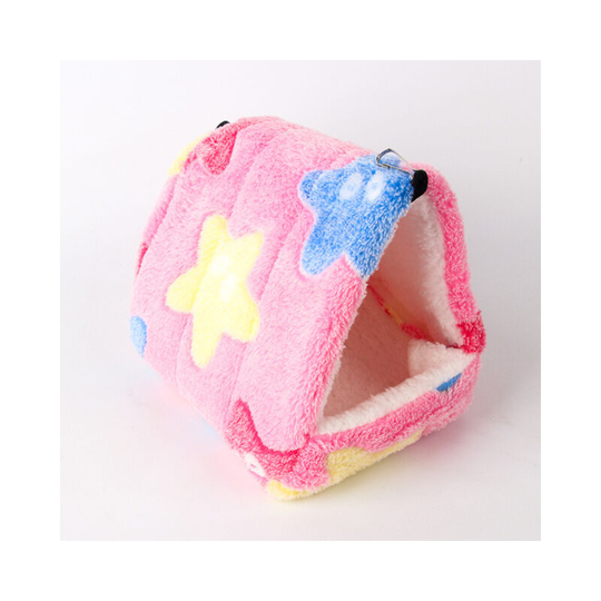 Multifunctional, warm, plush portable sleeping bag with removable mat, hamster bed, guinea pig, chinchilla, hedgehog starfish pink 14 * 12 - Litzee