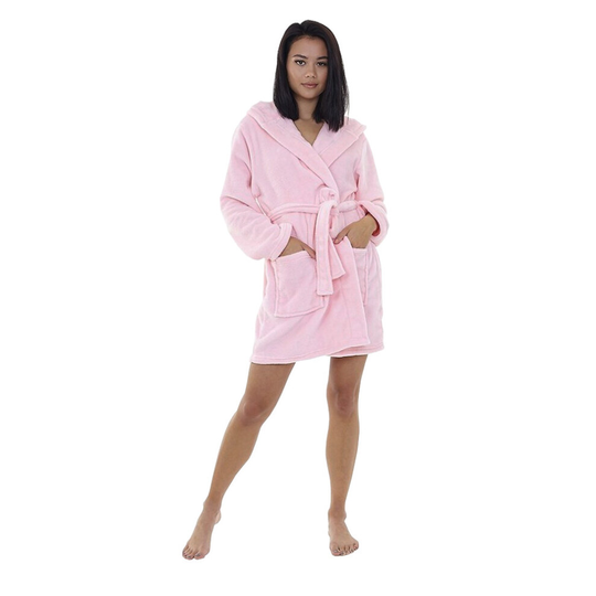 (S, Pink) Brave Soul Ladies/Womens Bunny Rabbit Hooded Dressing Gown