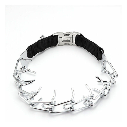 Bearsu - Dog Choke Collar(4.0mm*60cm), Semi Choke Collar with Safety Button for Large/Large/Medium Dogs, Nylon Chain Collar with Reflective Strip
