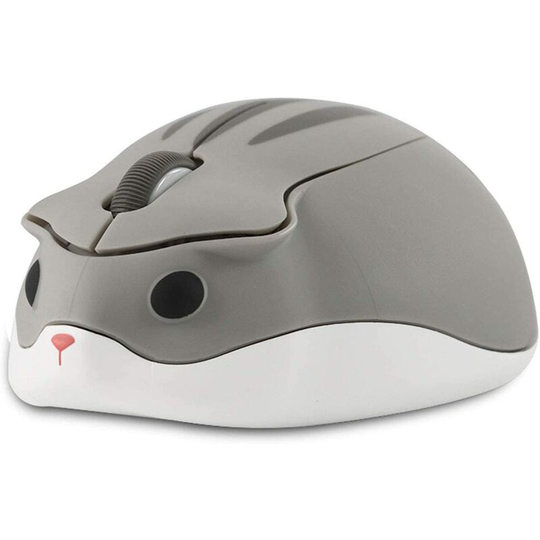 Hamster Shape Wireless Silent Mouse Cute Mini Portable Travel Animal Mice 1200DPI Optical Small Wireless Mice for School Kids Children Gift (Grey)