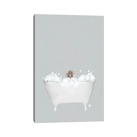 Kitten Blue Bath - Print