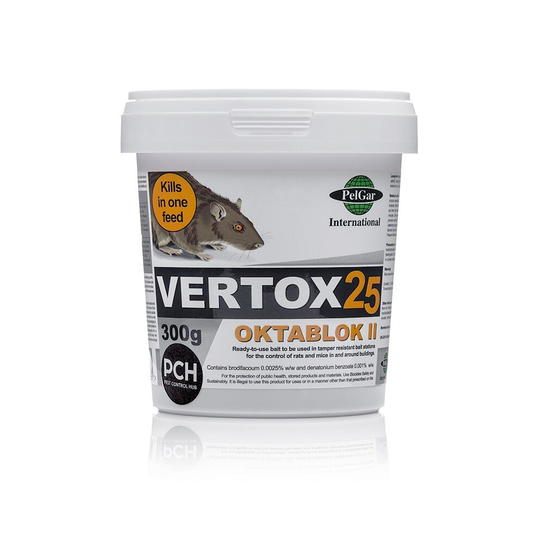 Pelgar Vertox 25 Oktablok II Brodifacoum Rat & Mouse Poison Blocks