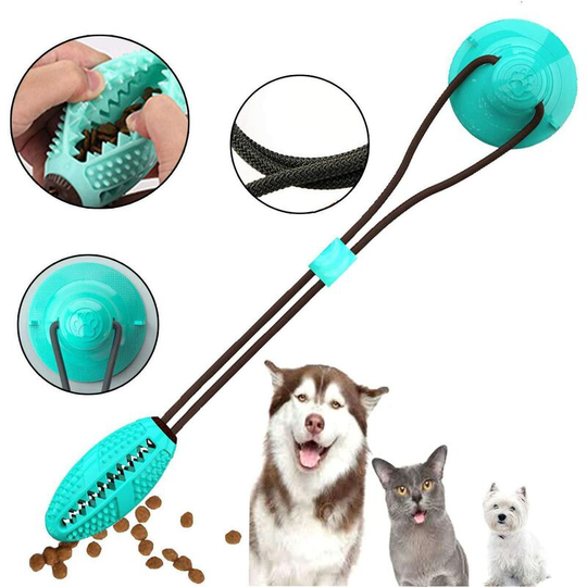 Dog Chew Toy, Pet Molar Bite Toy with Suction Cup Interactive Dog Toys Food Dispensing Chew Toys Dispenser (Round)