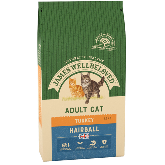 James Wellbeloved Adult Cat Hairball - Turkey - 1.5kg