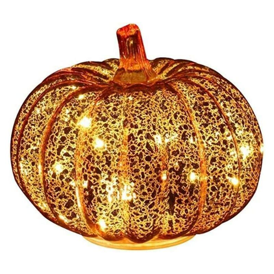 Halloween Decoration Lights Pumpkin Lantern Luminous Decorative Ornaments Glass Pumpkin Party High Quality Install Battery Golden Light
