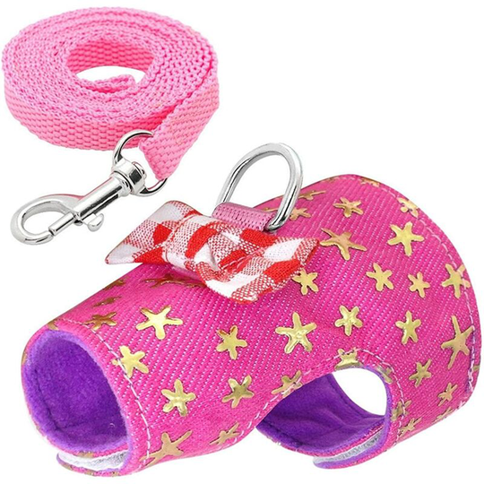 Modou - Small Pet Rabbit Harness Vest and Leash Set for Guinea Pig Hamster Puppy Bowknot Harness Pet Products Strong (Color : b, Size : xs.)
