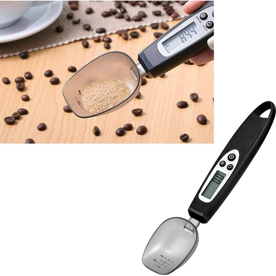 Bearsu - Measuring Spoon Digital Scale Food Scale Spoon Portable lcd Digital Kitchen Frame Electronic Scale Measuring Spoon 0.1g-300g Black