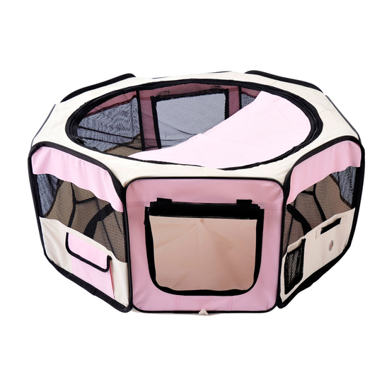 PawHut Pet Puppy Dog Cat Rabbit Pig Guinea Playpen Play Pen Run Pink