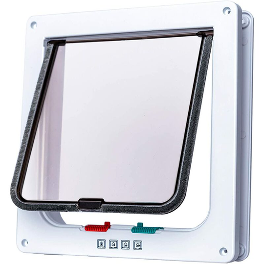 Large Cat Door, 4 Way Locking Cat Flap Door for Interior Exterior, Pet Door, Compatible with Adult Cats and Small Dog - Langray