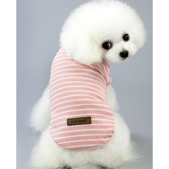 Bette Cotton Striped Dog and Cat Shirts - Breathable and Stretchy - for Small and Medium Size Dogs and Cats (Pink, l)