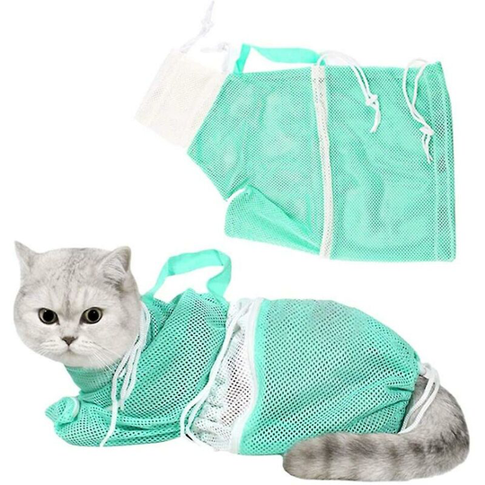 Cat Shower Net Bag Kitten Bath Bag for Cleaning Nail Trimming Ear