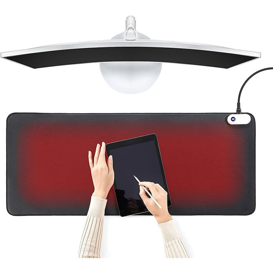 Heated Desk Mat, Heated Desk Mat, 3 Gear Leather Desk Mat, Electric Heated Mat, Large Gaming Mouse Pad, Home Office Foot Warmer, Table Heater Mat for