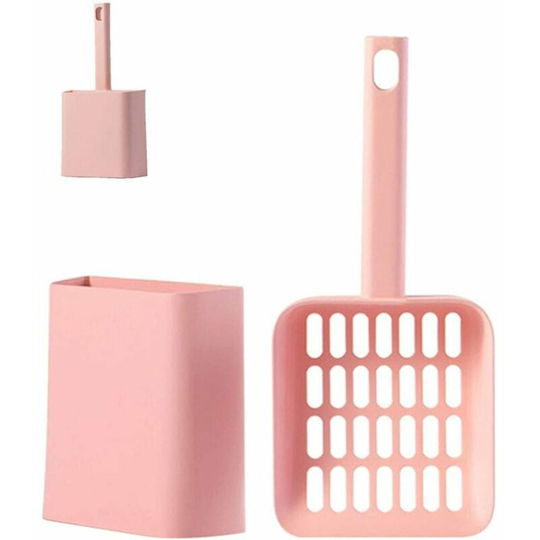 No Cat Litter Shovel with Plastic Holder Pet Cleaning Supplies Sifting Scooper Comfortable Handle Hygiene Litter Shovel