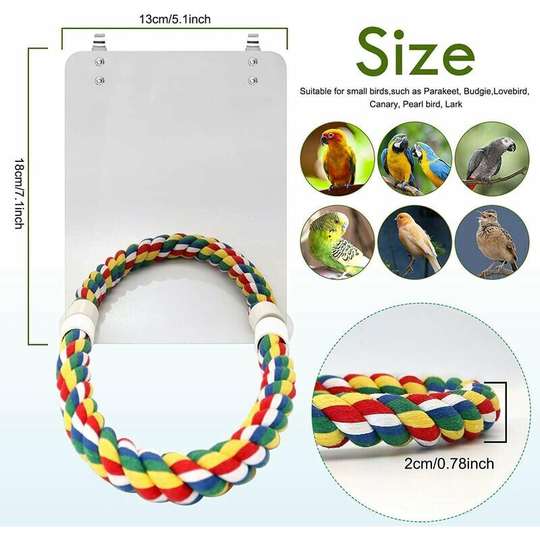7 inches mirror bird with pole pole parrot mirror cage bird toy banançoire parrot cage toy width parrot parrot parrot canary bird.